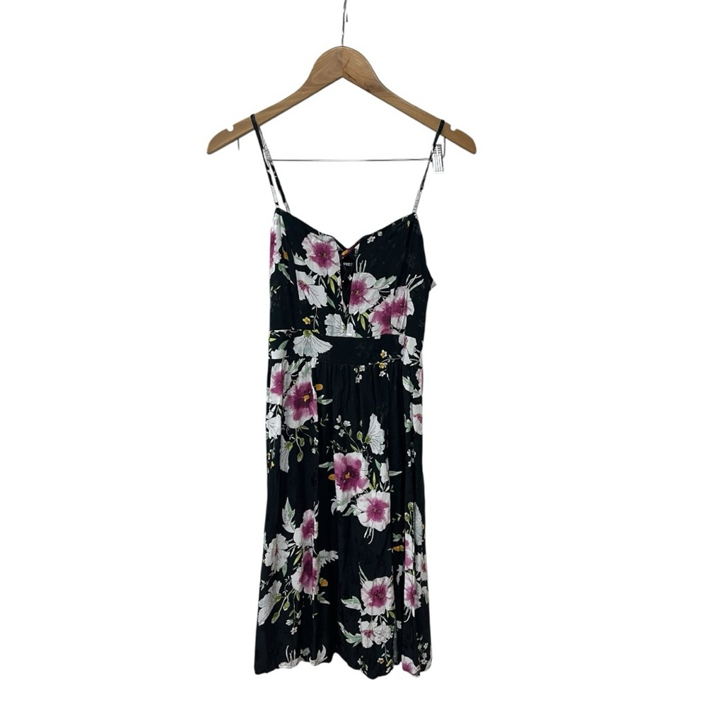 Express Purple Floral Ruffle Front Smocked Waist Maxi Dress M